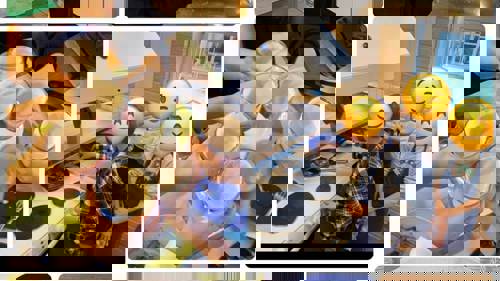 Vinnarbidrag i Resterkocken – Kollage av barn som skålar glas med räddad banansmoothie till vänster och elever i förkläden som steker mat vid spisen.